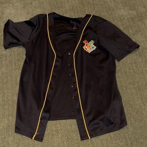 Harry Potter Black Button Down Shirt with Gold Accents